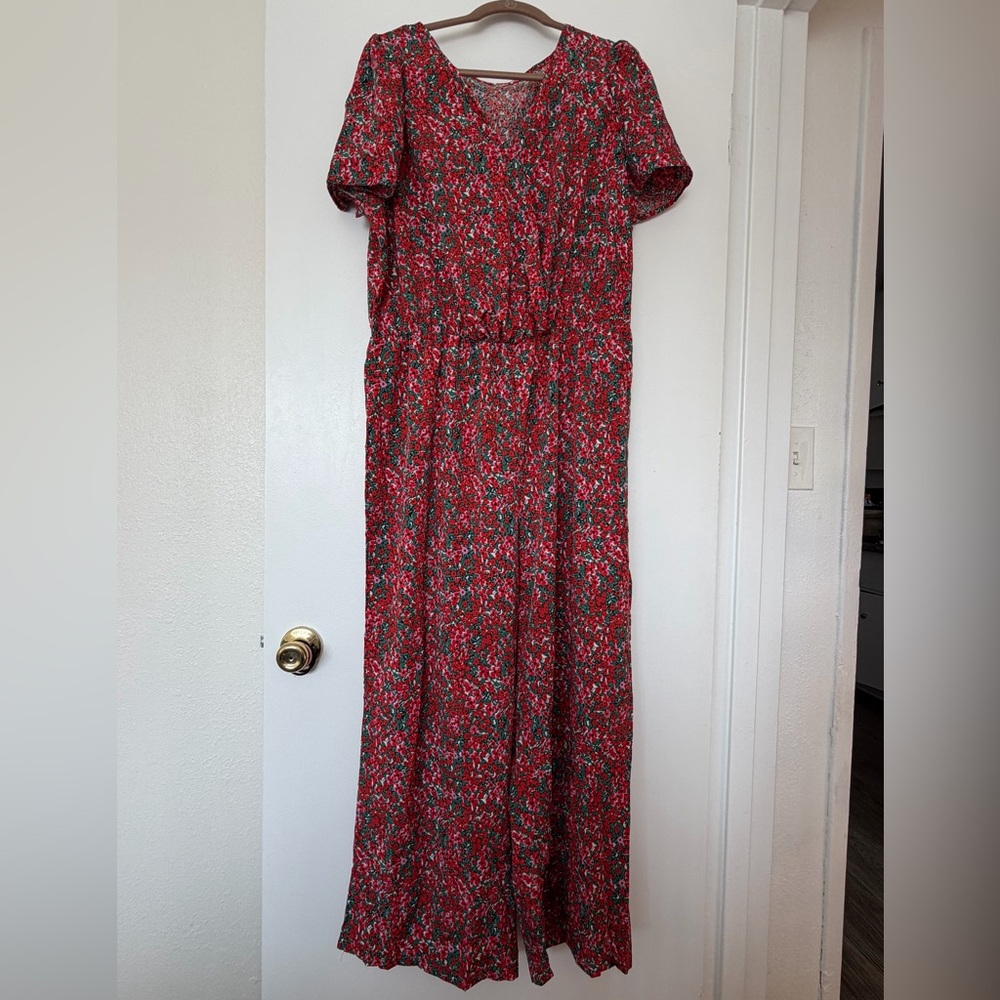 SHEIN Red Floral jumpsuit